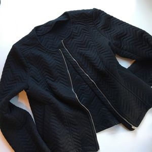 textured black fabric jacket